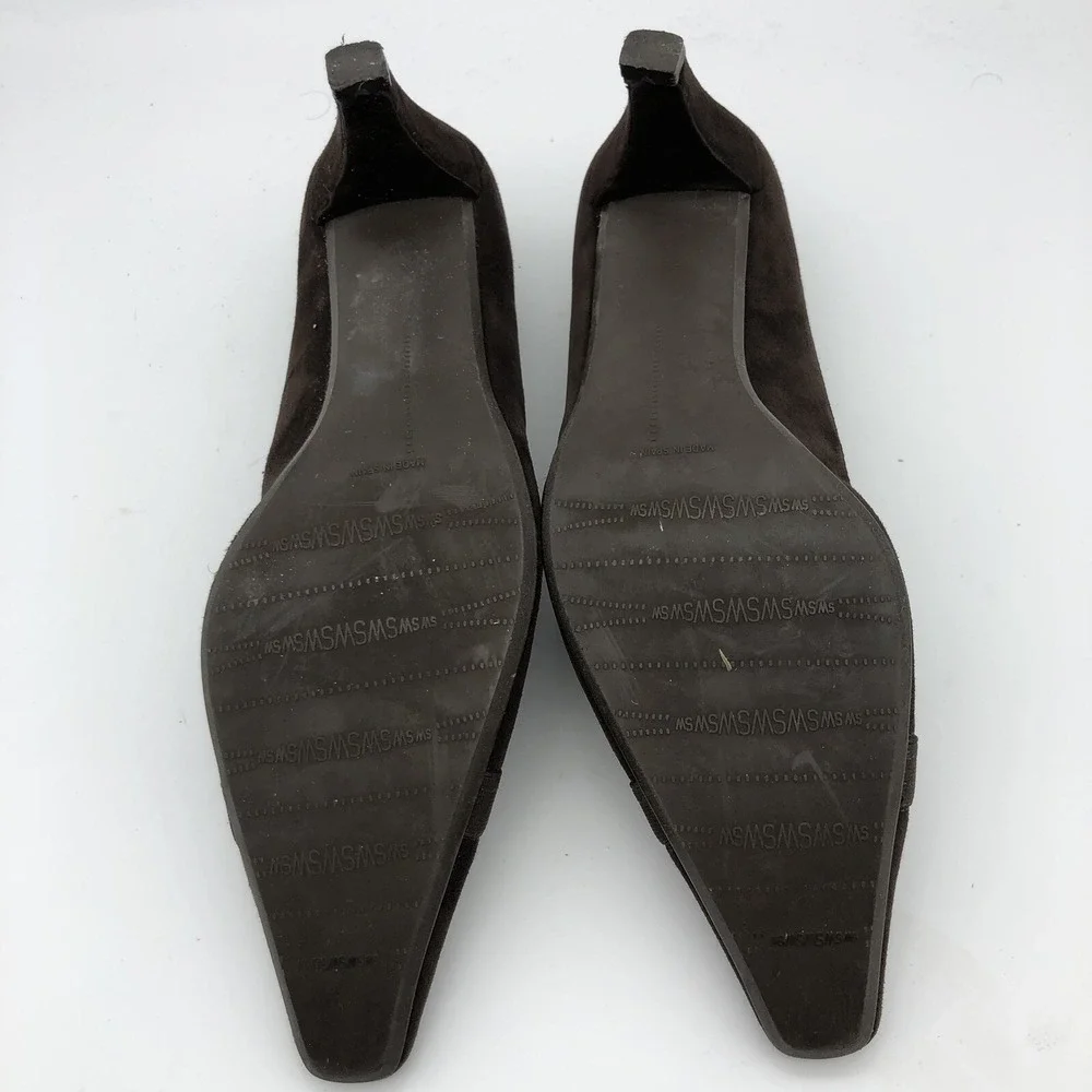 Stuart Weitzman Women's Size‎ 7.5 M Brown Suede Kitten Heels Cross Straps Spain